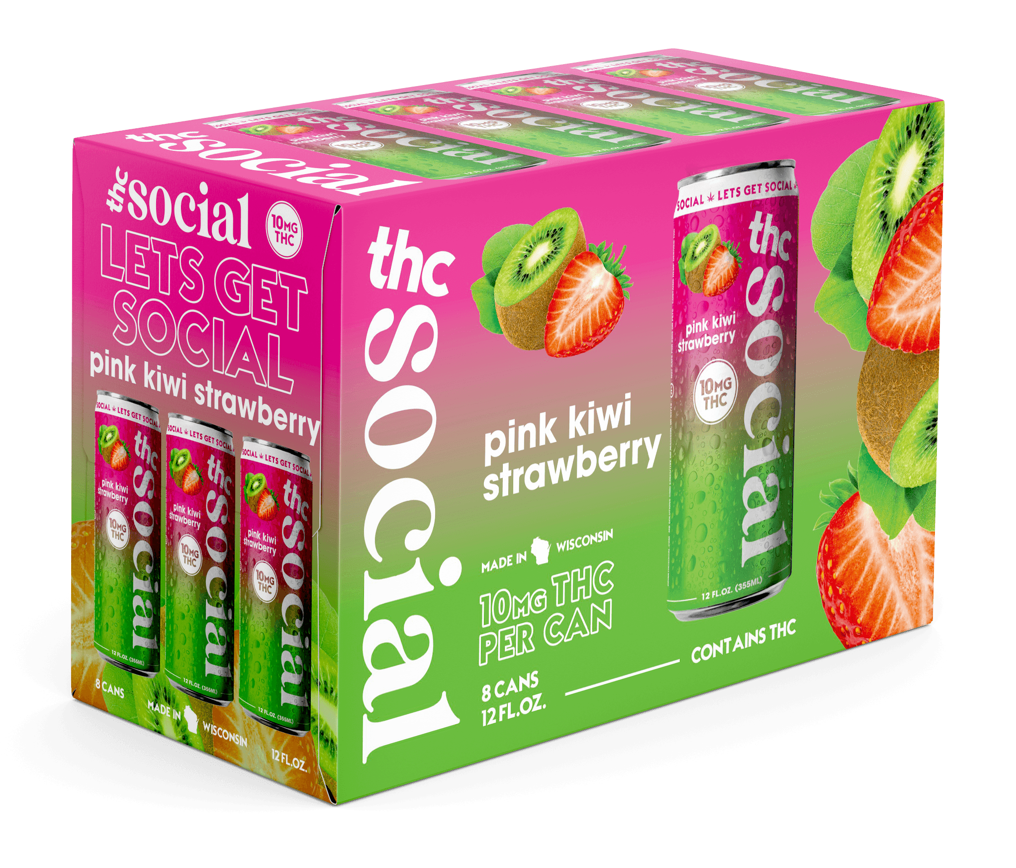THC SOCIAL PINK KIWI STRAWBERRY 10MG 8PK