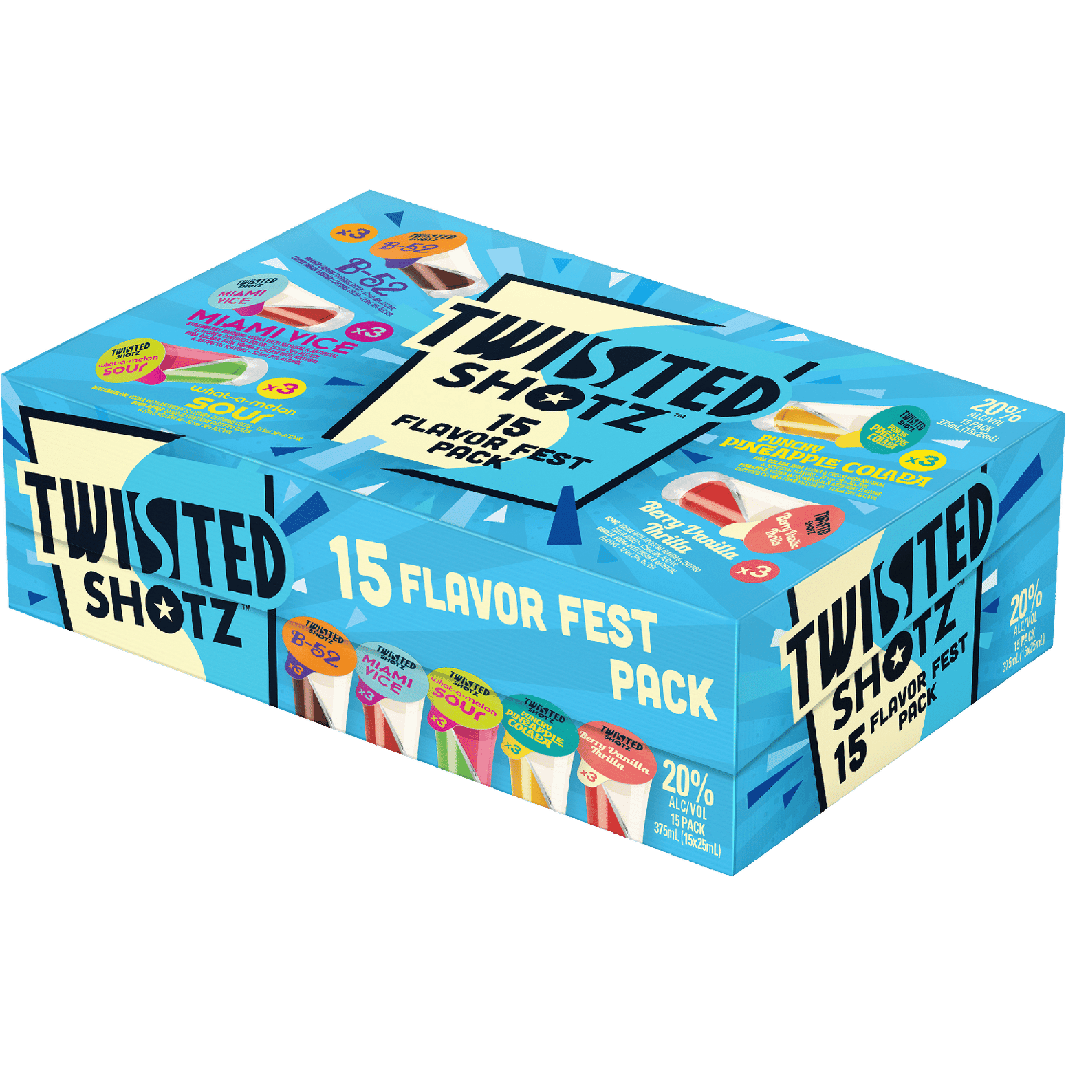 TWISTED SHOTZ BLUE PARTY 15PK